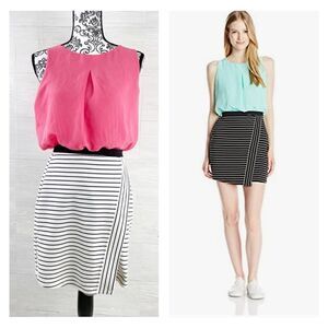 Speechless Solid Chiffon to Stripe Blouson Dress